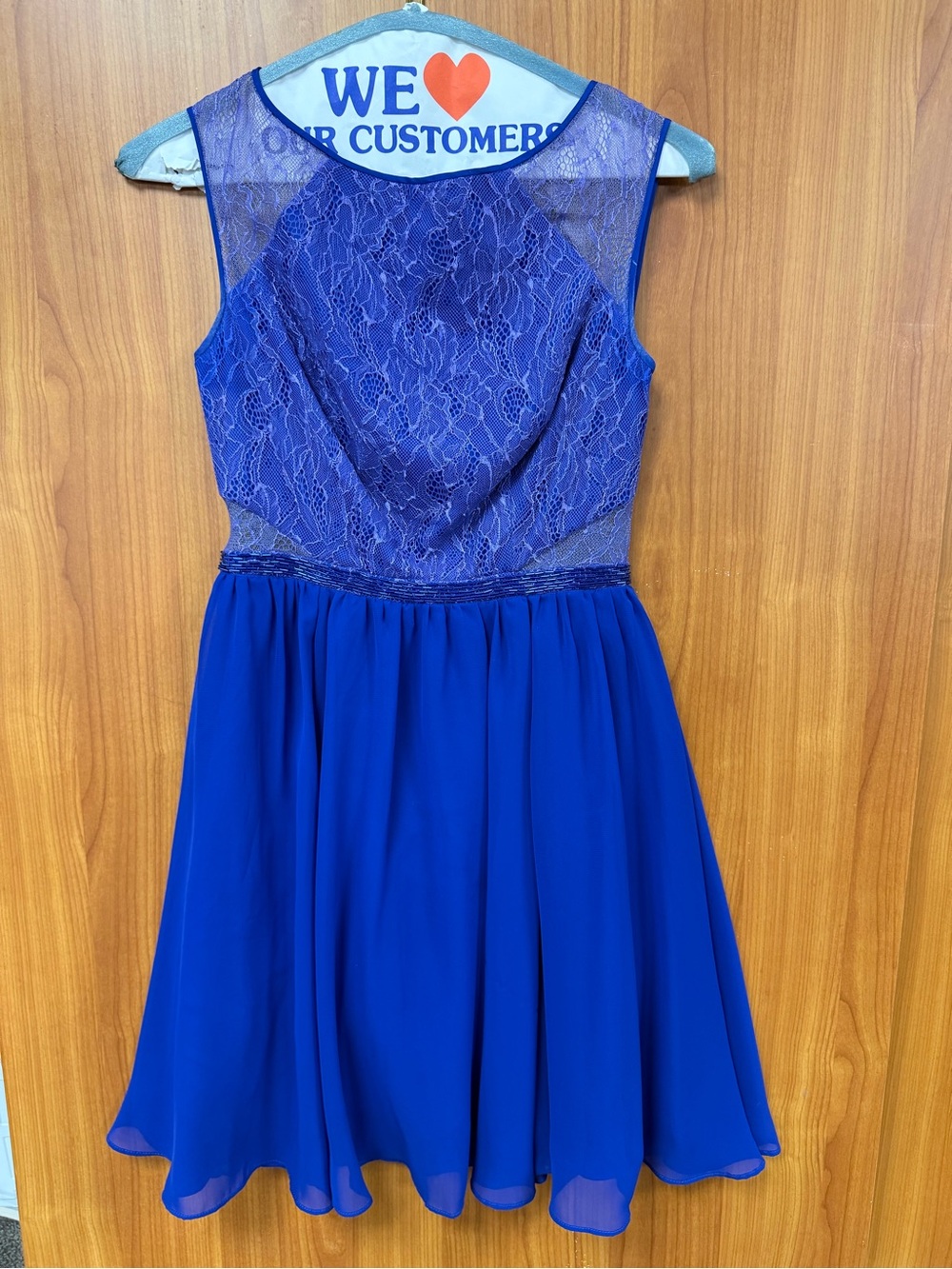 Royal Blue Lace Bodice Party Dress